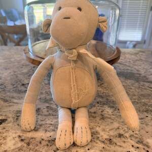 Pottery Barn Kids Plush Linen Gray Beige Monkey